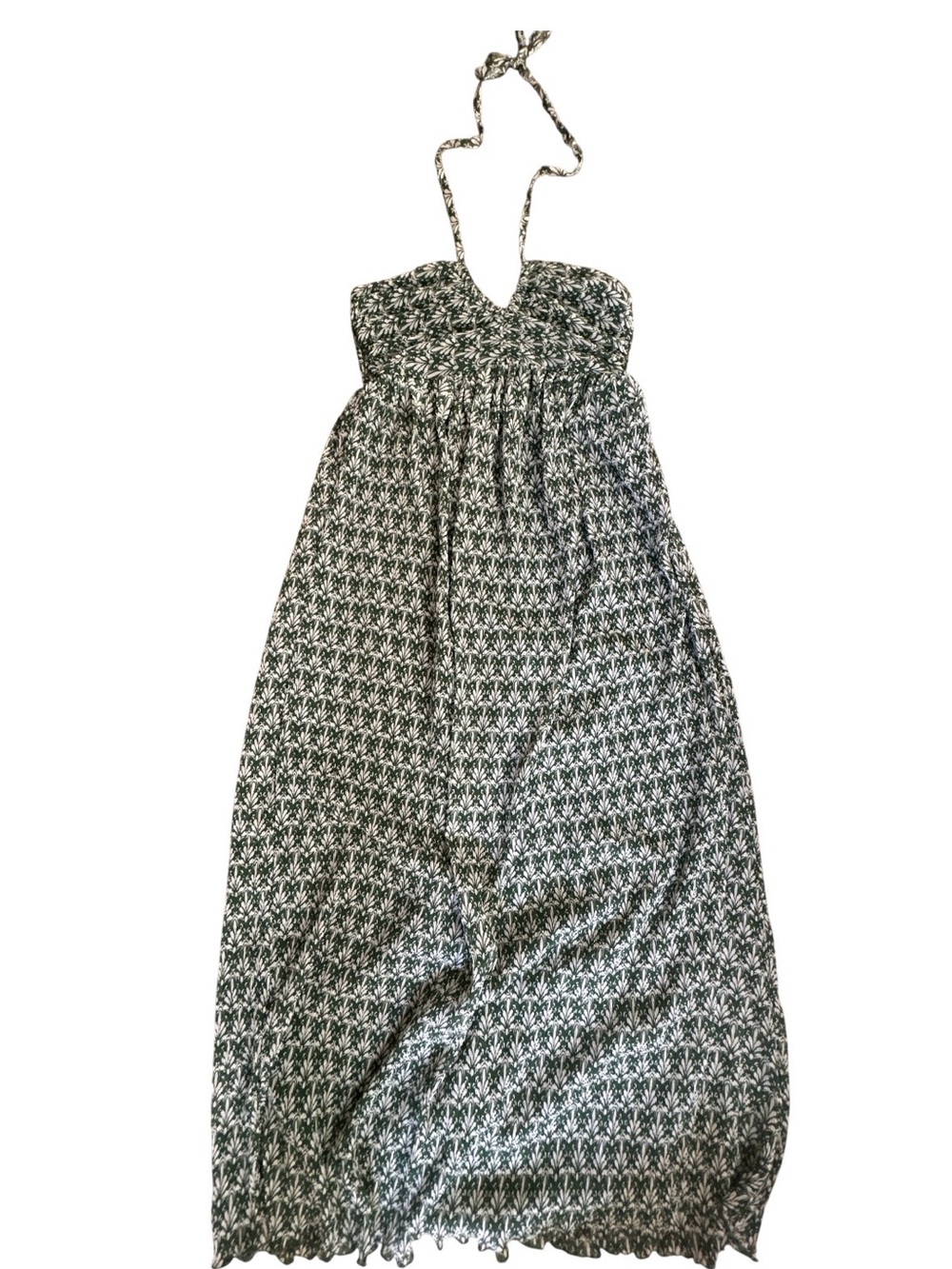 Sincerely Jules Green and White Printed Halter Maxi Dress